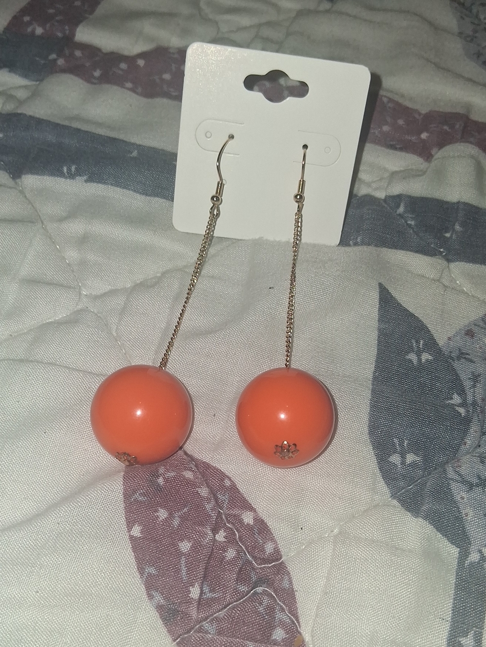 Orange Drop Ball Dangle Earrings - Women Jewelry